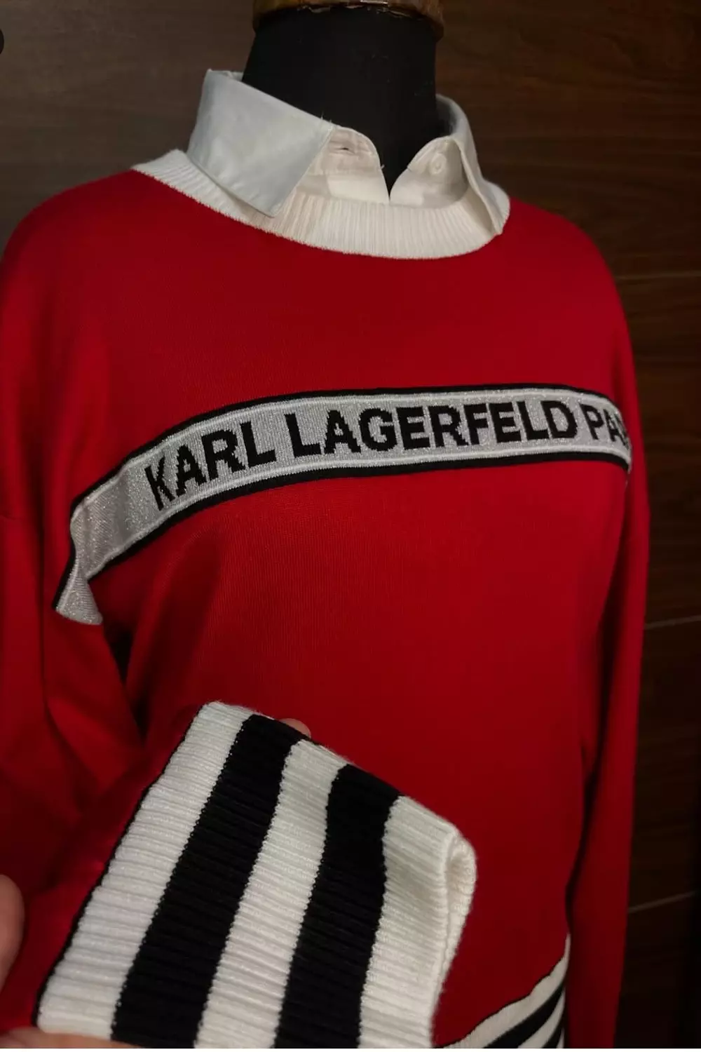 KARL Lagerfeld Paris knit sweater that offers a bold, sporty look - Image 4