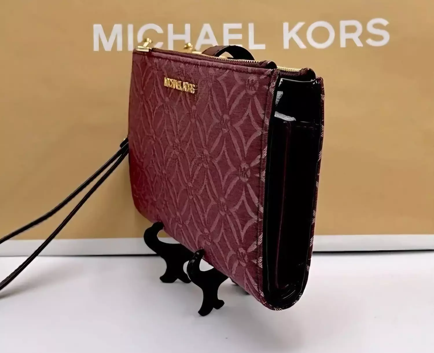 Michael Kors Jet Set Travel Lg Double-Zip Wristlet-Wallet-PhoneHolder Oxblood - Image 5